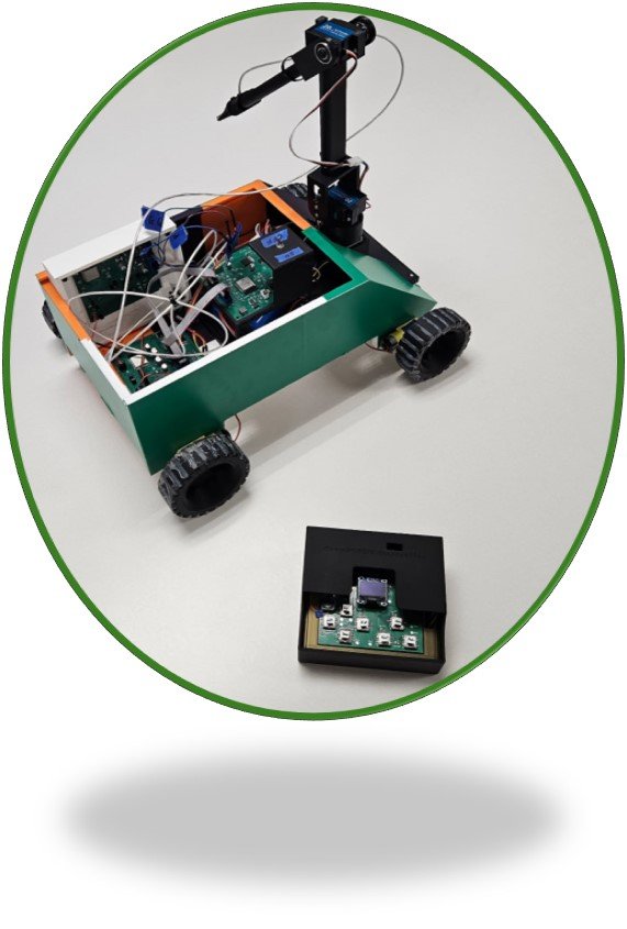 CropSCOUT MVP rover with front arm and wireless controller